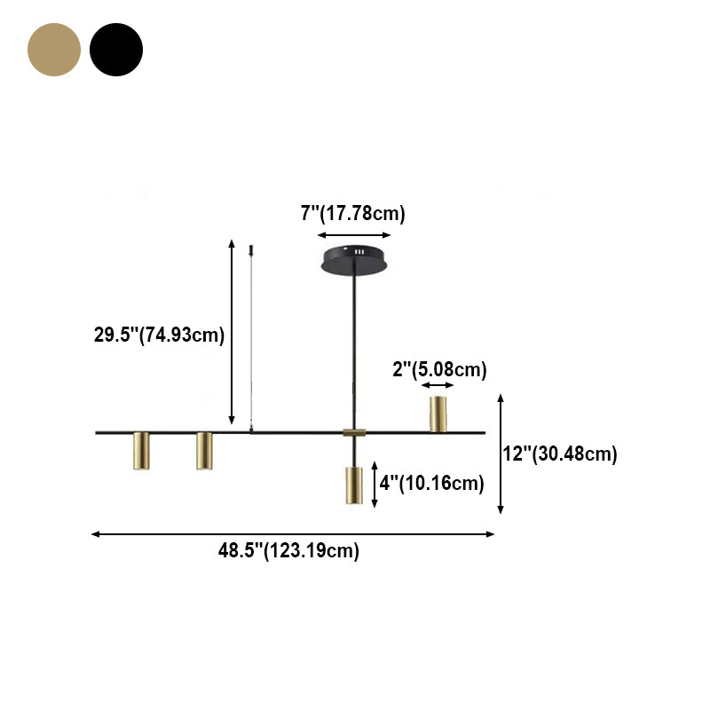 Lámpara de múltiples lámparas de lámparas de isla de cilindro moderna lámpara colgante con sombra de metal