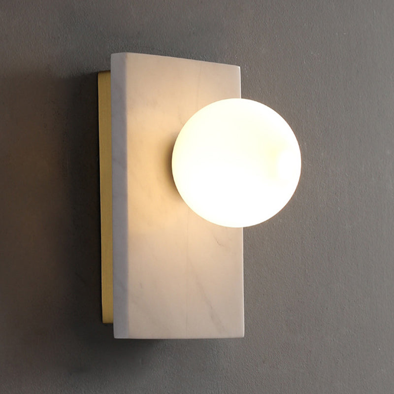 Modern Marble Wall Light Geometric Shape Wall Sconce with Glass for Living Room