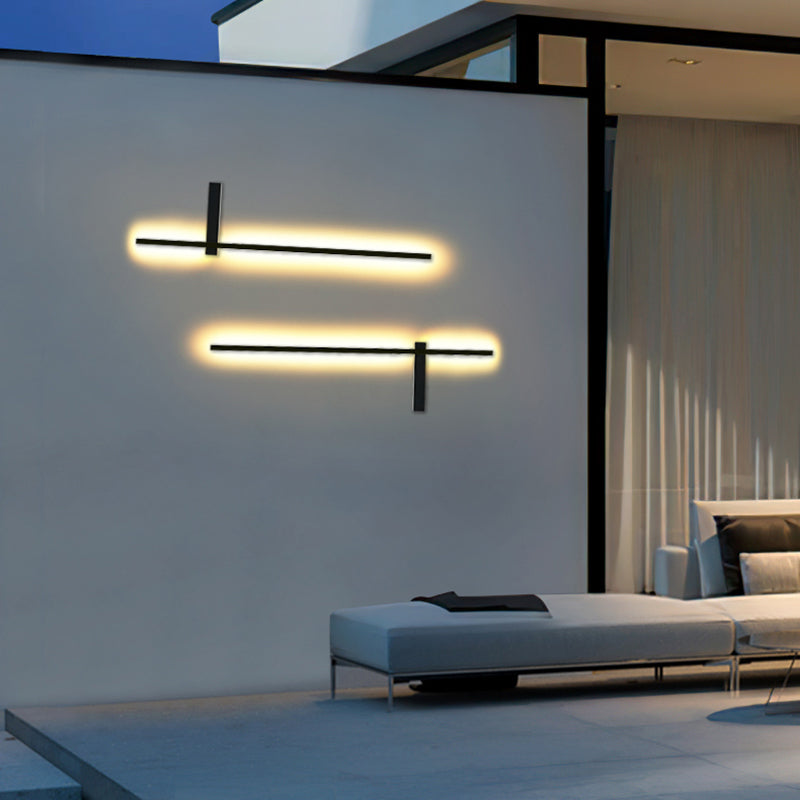 Luz de pared de aluminio moderna Maledina de pared LED recta minimalista en negro para al aire libre