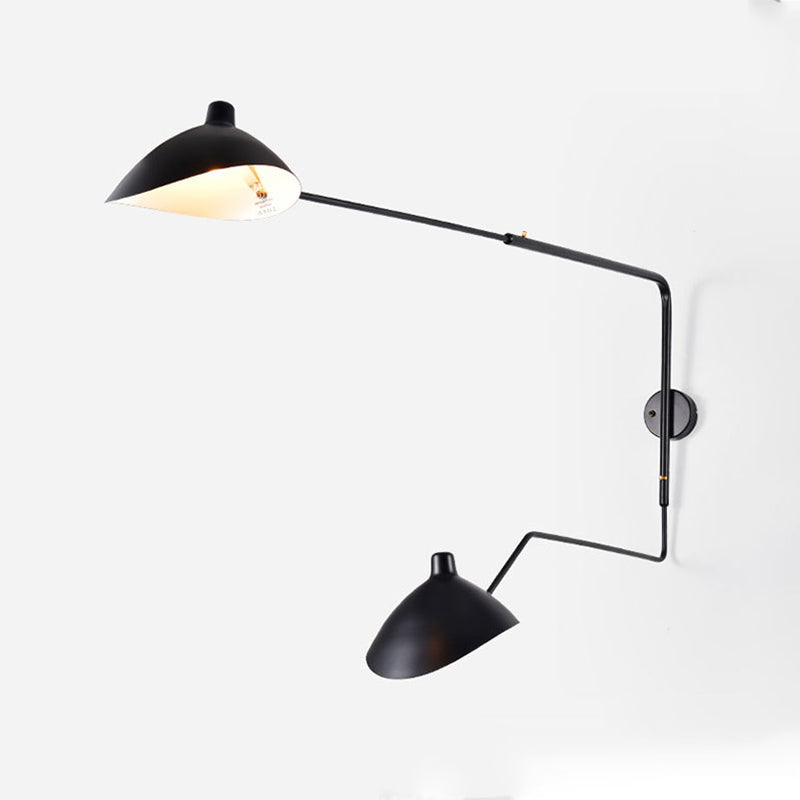 Nordic Metal Wall Light Cap Shape Swing Arm Wall Sconce for Living Room