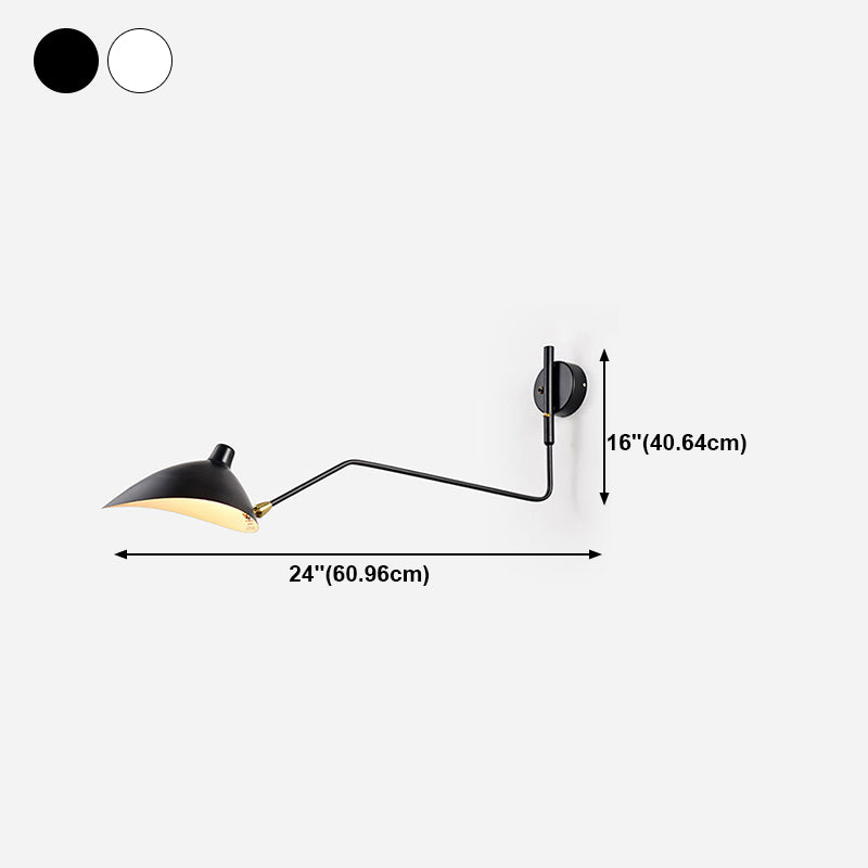 Nordic Metal Wall Light Cap Shape Swing Arm Wall Sconce for Living Room