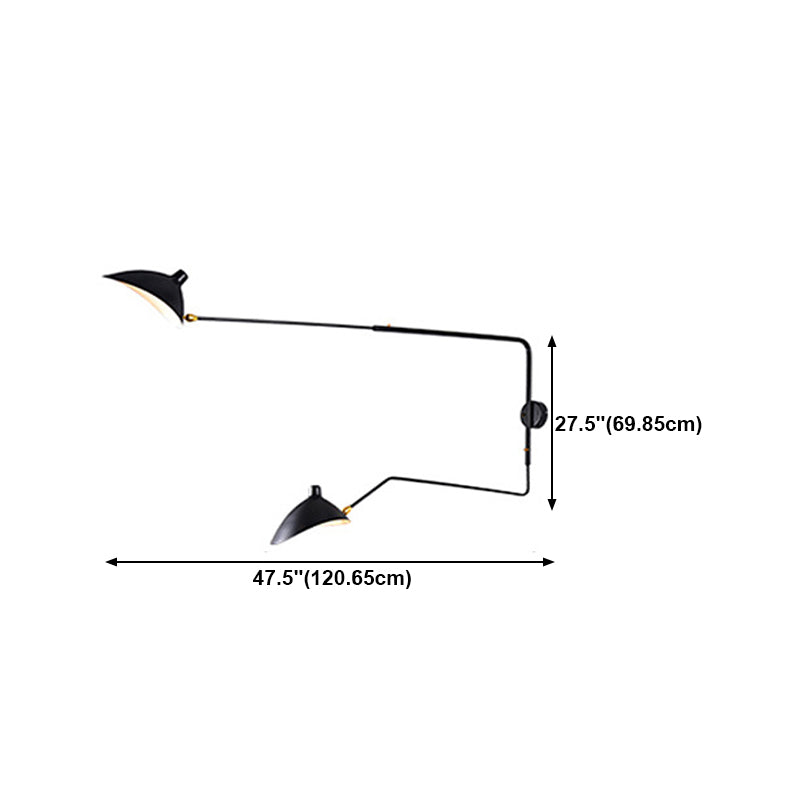 Nordic Metal Wall Light Cap Shape Swing Arm Wall Sconce for Living Room