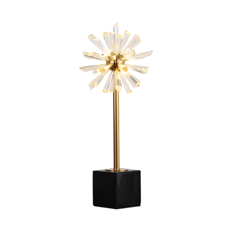 6 Heads Stamen Task Light Modern Faceted Crystal Nightstand Lamp in Gold with Marble Base