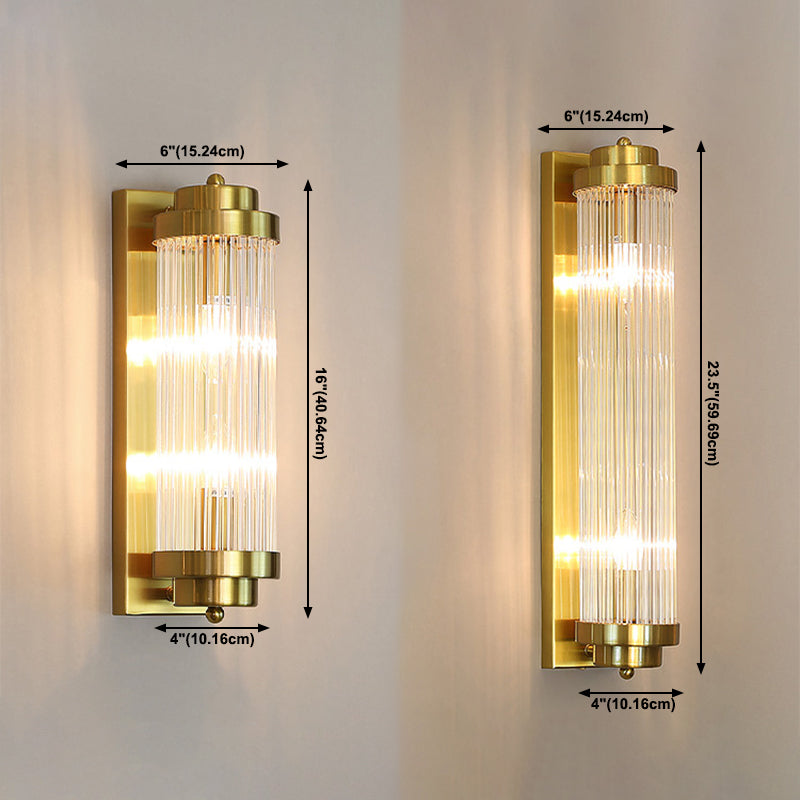 Half Cylinder Shade 2 Lights Wall Sconce Modern Style Crystal Wall Mount Light Fixture