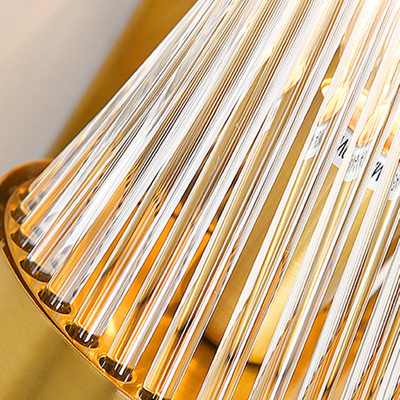 Half Cylinder Shade 2 Lights Wall Sconce Modern Style Crystal Wall Mount Light Fixture
