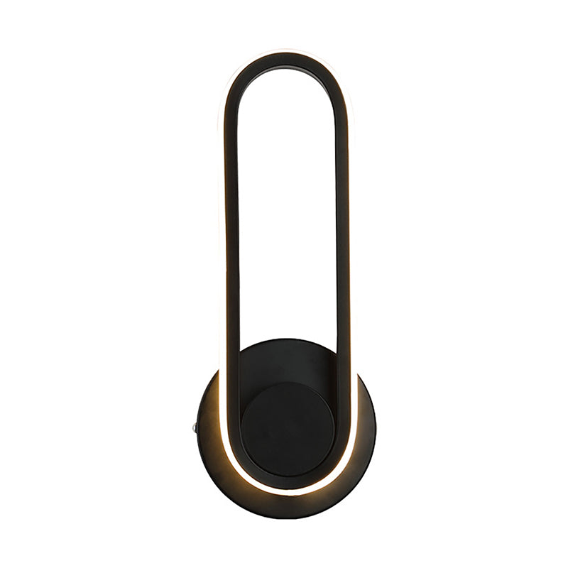 Forma ovalada de pared de metal estilo moderno 1 luz de montaje de pared ligera