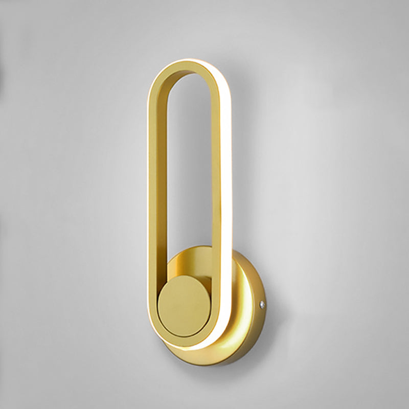 Forma ovalada de pared de metal estilo moderno 1 luz de montaje de pared ligera