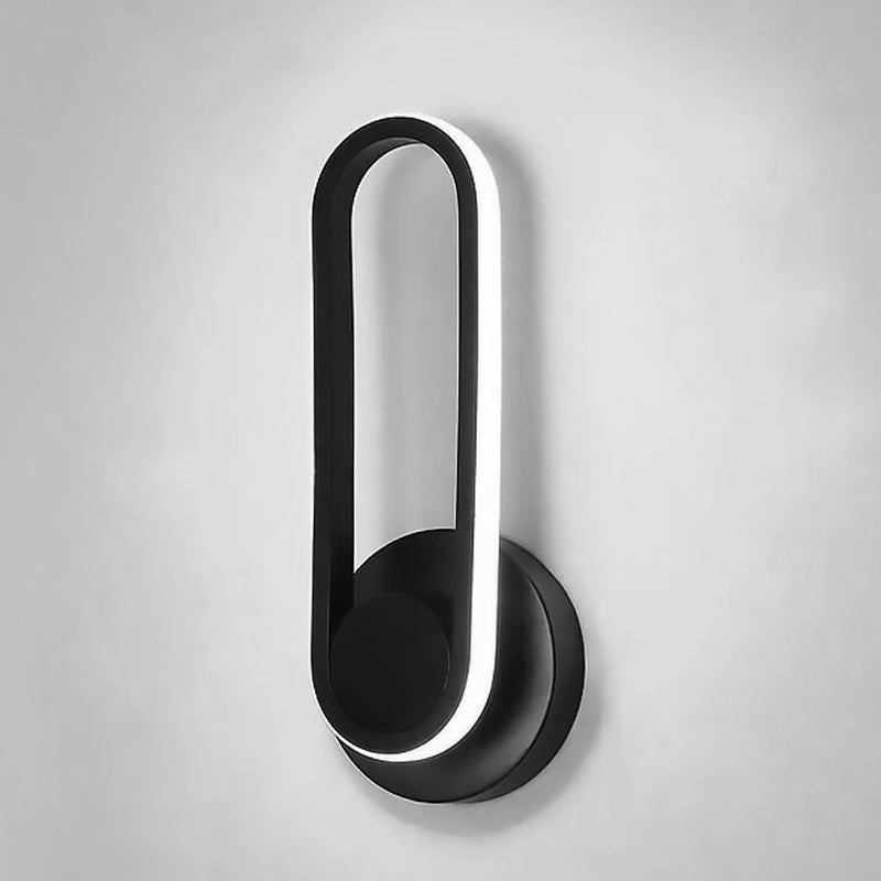Forma ovalada de pared de metal estilo moderno 1 luz de montaje de pared ligera