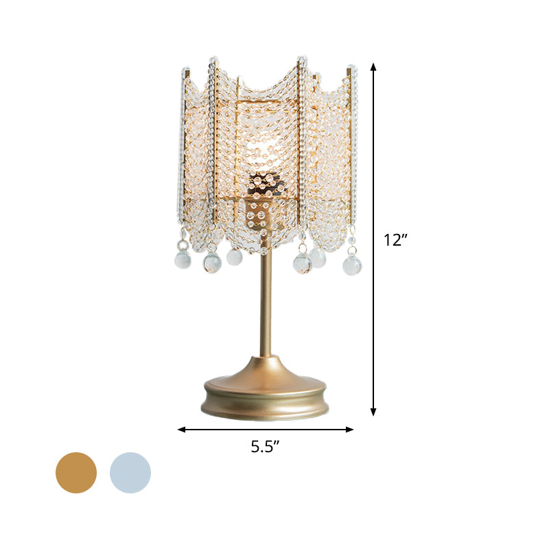 Lampada da tavolo con perline Lampada da scrivania modernista in cristallo smussato con 1 lampadina in oro/argento, larghezza 5,5"/7"