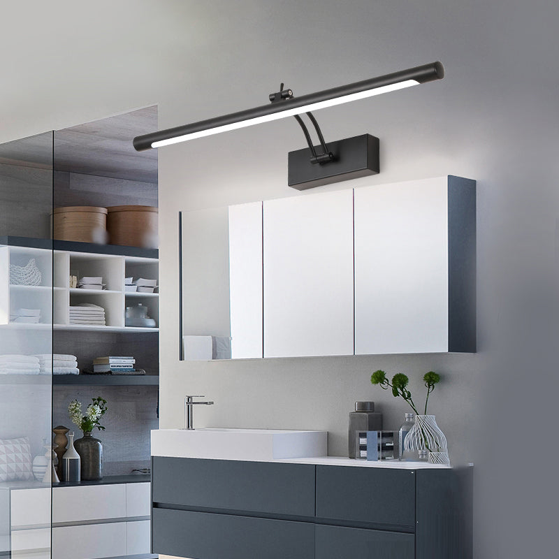 Metal Linear Wall Sconce Modern 1-Light Mirror Wall Mounted Light Fixture in Black Finish