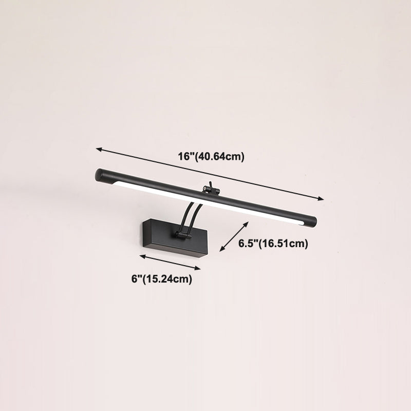 Metal Linear Wall Sconce Modern 1-Light Mirror Wall Mounted Light Fixture in Black Finish