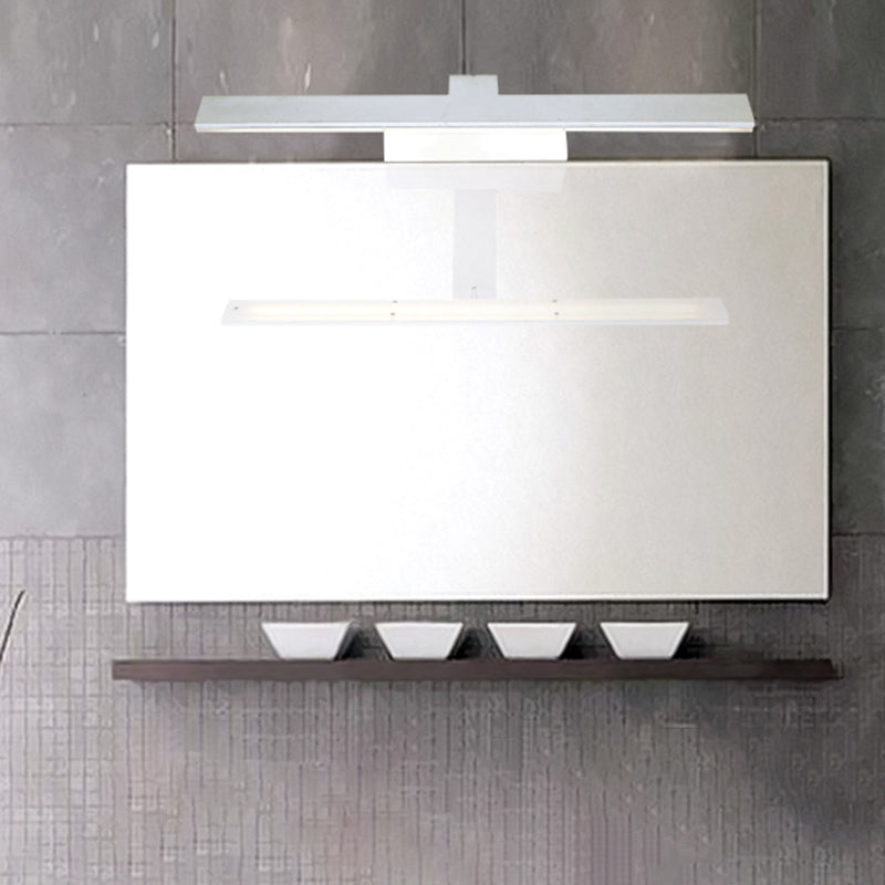 Linear Metal Wall Sconce Modern 1 Light Mirror Wall Mount Light Fixture in White