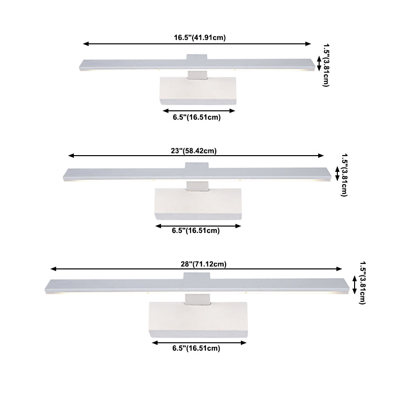 Linear Metal Wall Sconce Modern 1 Light Mirror Wall Mount Light Fixture in White