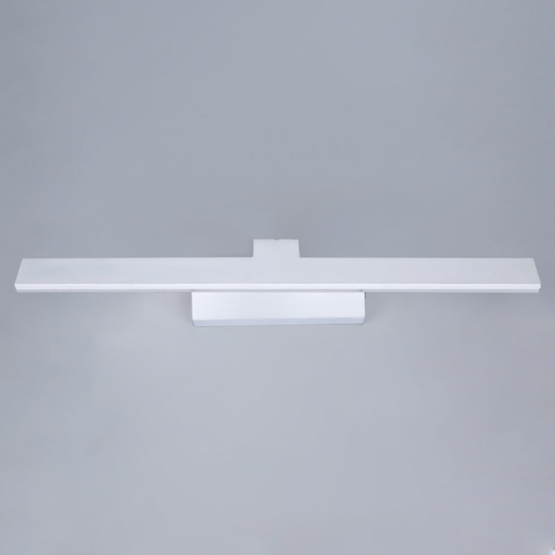 Linear Metal Wall Sconce Modern 1 Light Mirror Wall Mount Light Fixture in White