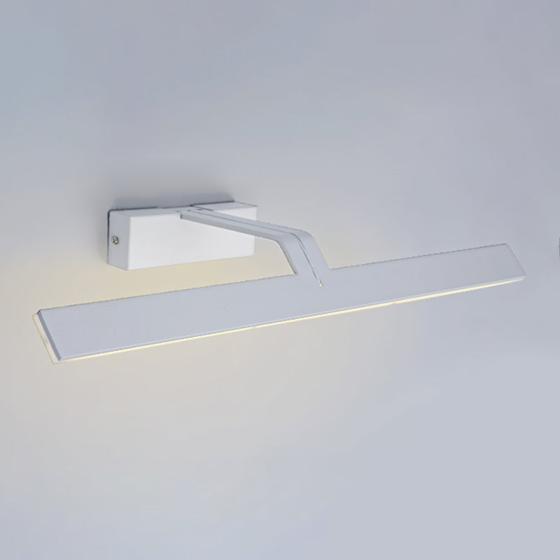 Linear Metal Wall Sconce Modern 1 Light Mirror Wall Mount Light Fixture in White
