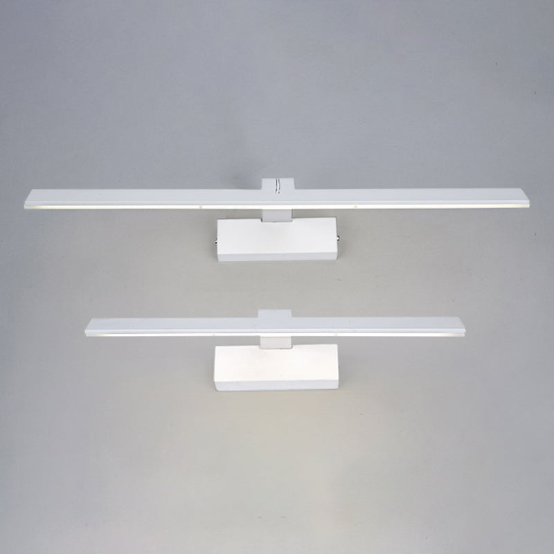 Linear Metal Wall Sconce Modern 1 Light Mirror Wall Mount Light Fixture in White