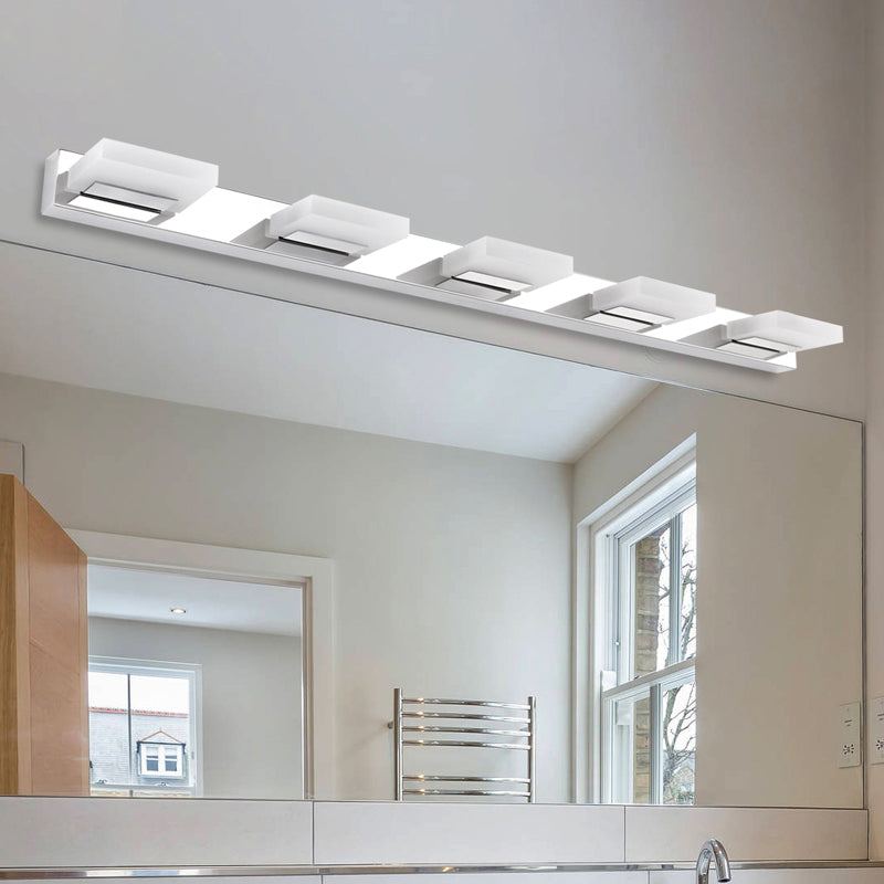 Iluminación de tocador cuadrado estilo moderno de metal múltiples luces de polvo de tocador