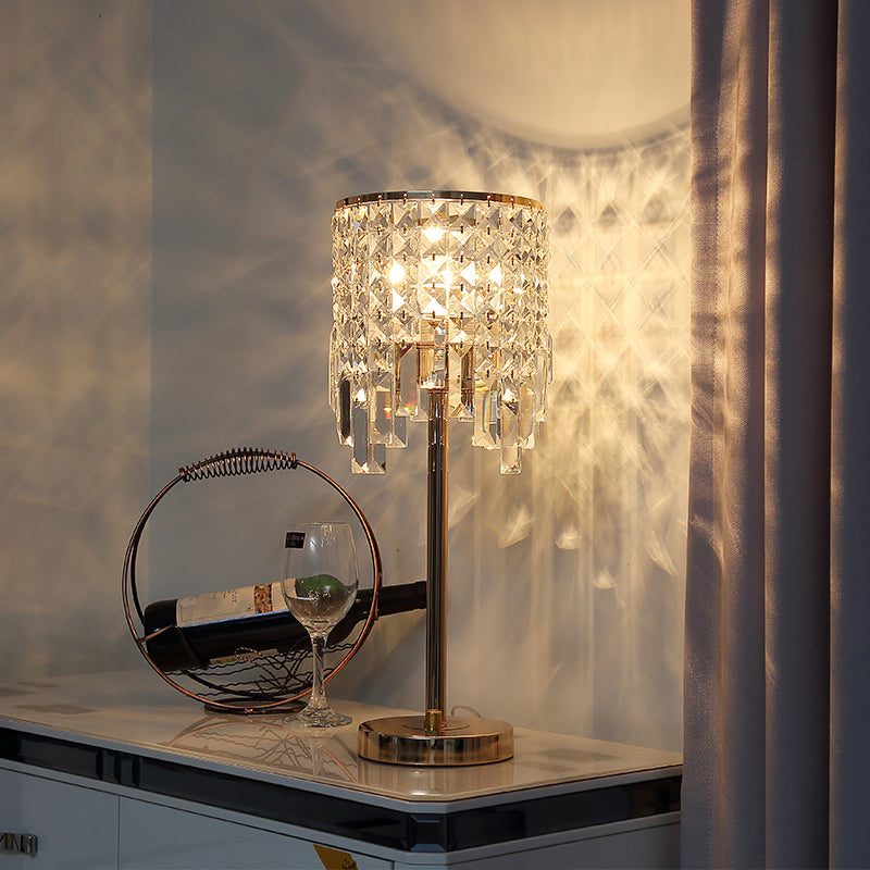 Contemporary Cylinder Task Light Amber / Clear Crystal 1 Bulbe Dining Salle Small Desk Lampe