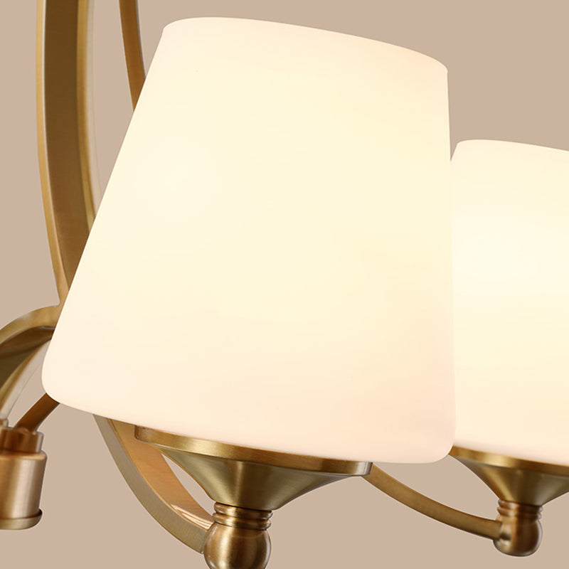 Gold Chandelier Light American Style Metal Glass Pendant Light for Living Room