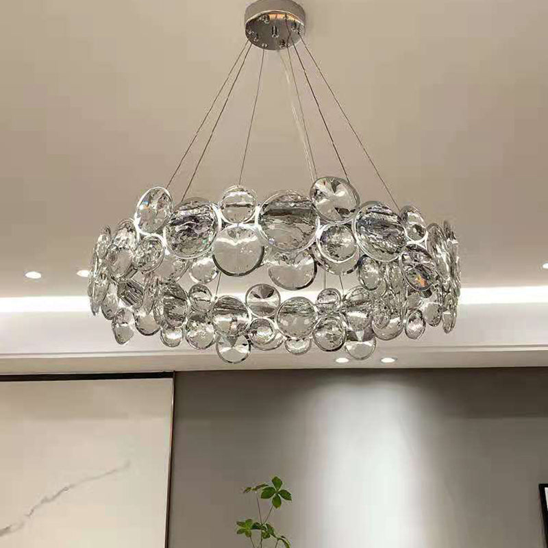 Modern Style Hanging Lights Round Crystal LED Chandelier for Living Room