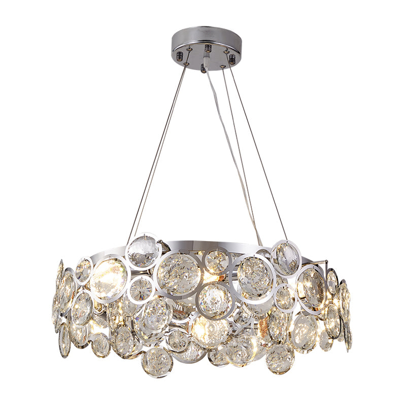 Modern Style Hanging Lights Round Crystal LED Chandelier for Living Room