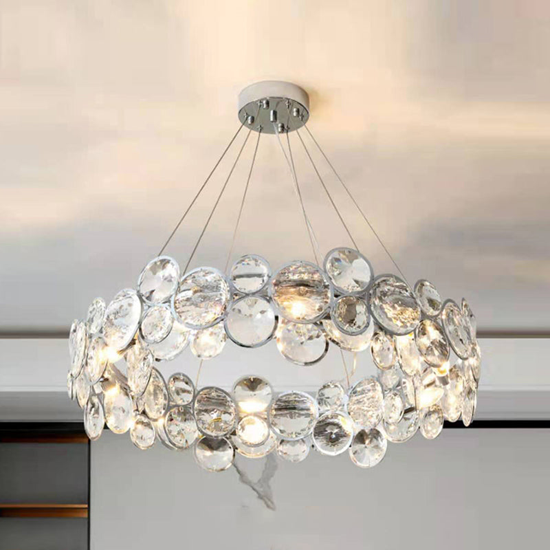 Modern Style Hanging Lights Round Crystal LED Chandelier for Living Room