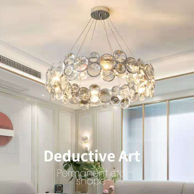 Modern Style Hanging Lights Round Crystal LED Chandelier for Living Room