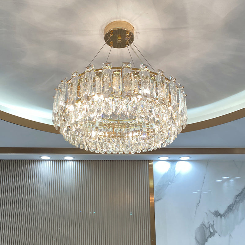 Luce lampadario a tonalità rotonda Luce a sospensione in cristallo in stile moderno per sala da pranzo