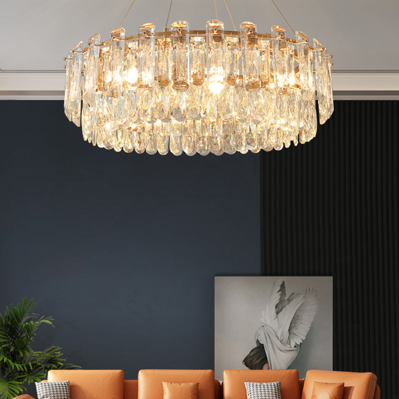 Round Shade Chandelier Lighting Modern Style Crystal Pendant Light for Dining Room