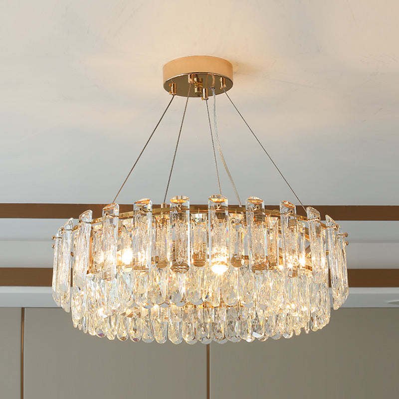 Round Shade Chandelier Lighting Modern Style Crystal Pendant Light for Dining Room