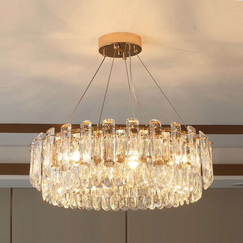Round Shade Chandelier Lighting Modern Style Crystal Pendant Light for Dining Room