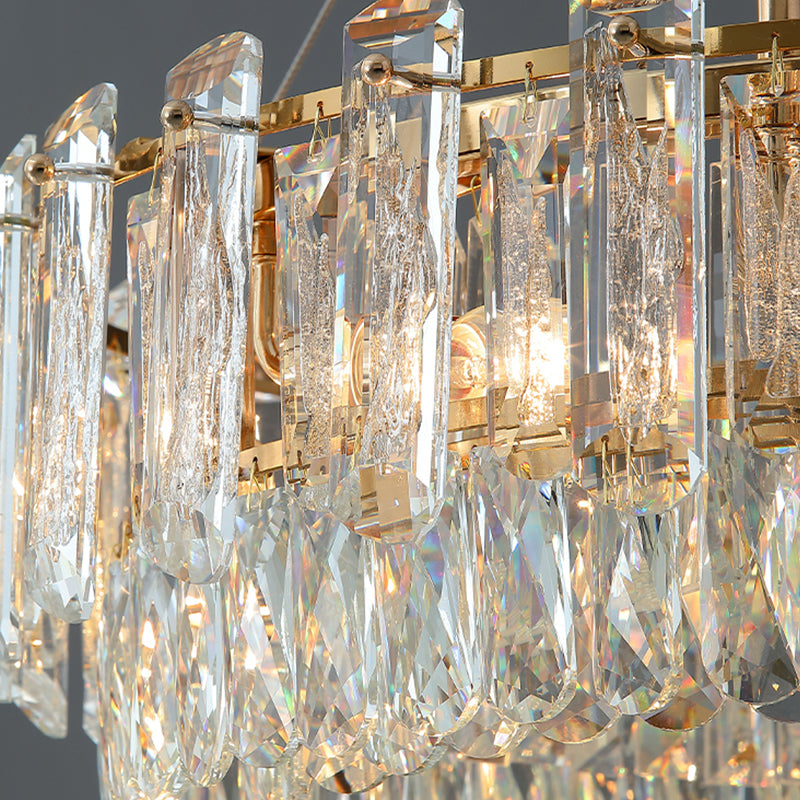 Luce lampadario a tonalità rotonda Luce a sospensione in cristallo in stile moderno per sala da pranzo