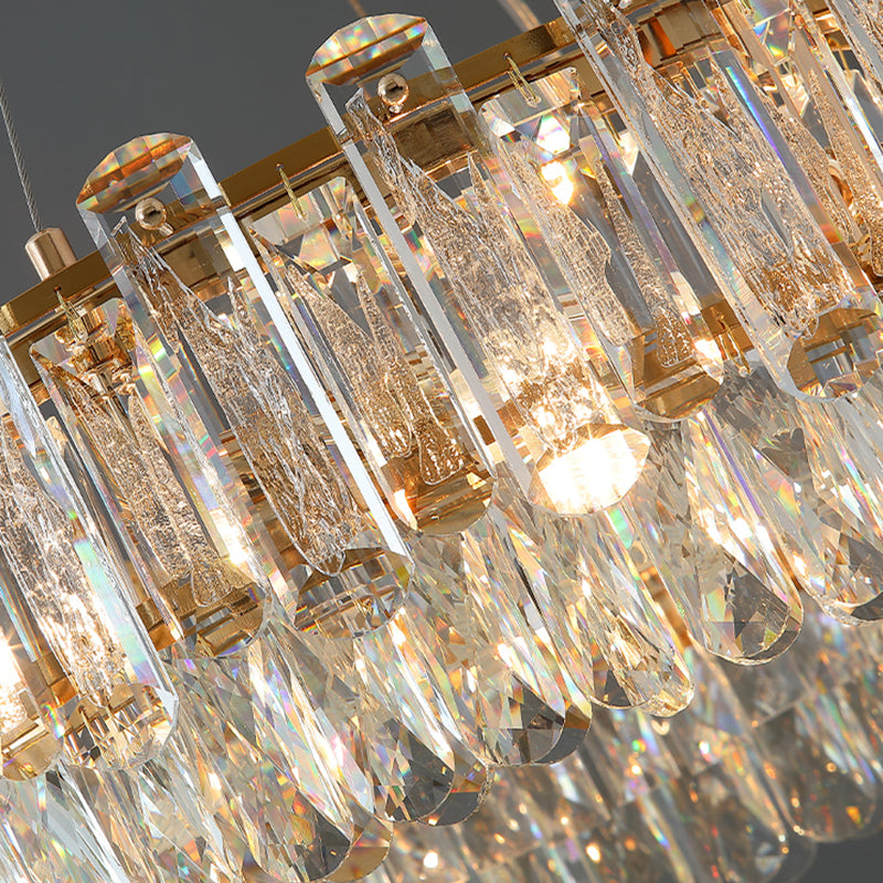 Luce lampadario a tonalità rotonda Luce a sospensione in cristallo in stile moderno per sala da pranzo