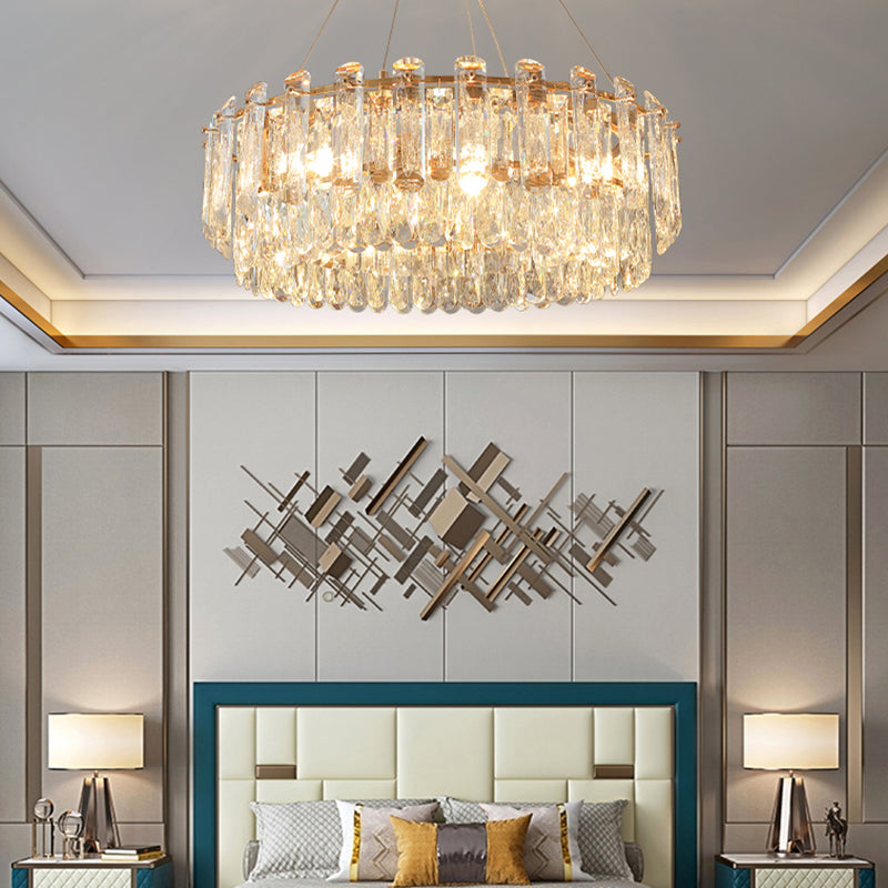 Round Shade Chandelier Lighting Modern Style Crystal Pendant Light for Dining Room