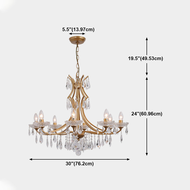 European Style Chandelier Candle Crystal Ceiling Chandelier for Bedroom
