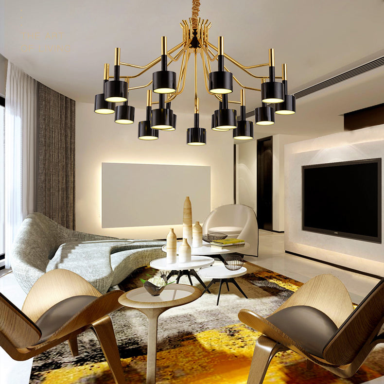 Postmodern Style Chandelier Branching Hanging Pendant Light with Iron Shade