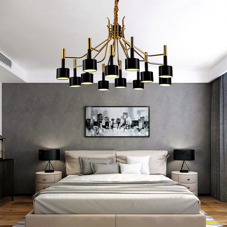 Postmodern Style Chandelier Branching Hanging Pendant Light with Iron Shade