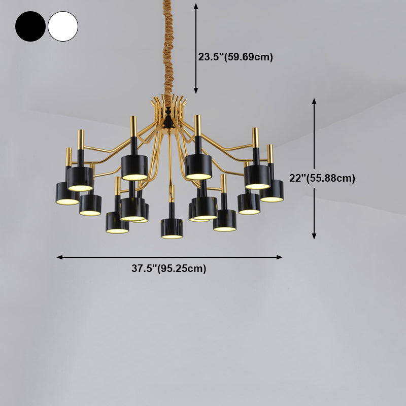 Postmodern Style Chandelier Branching Hanging Pendant Light with Iron Shade