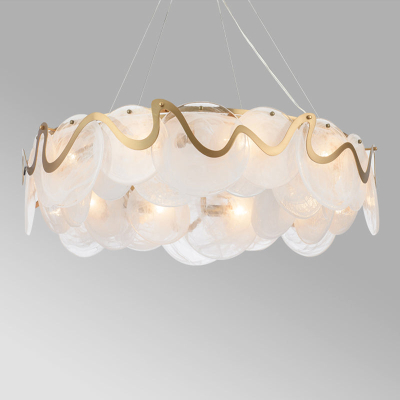 Minimal Style Chandelier Light Fixture Round Shape Glass Hanging Light