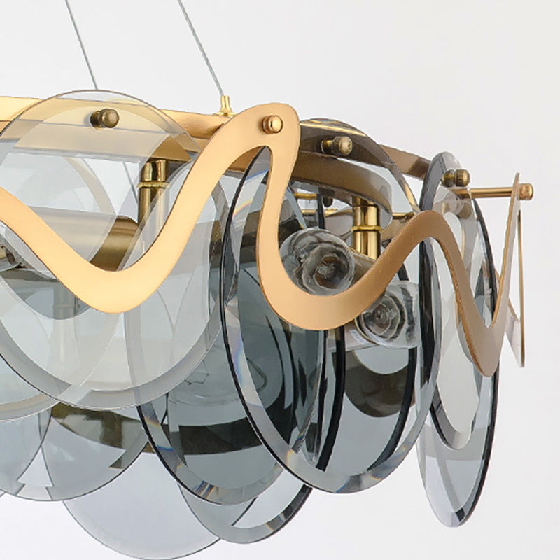 Minimal Style Chandelier Light Fixture Round Shape Glass Hanging Light