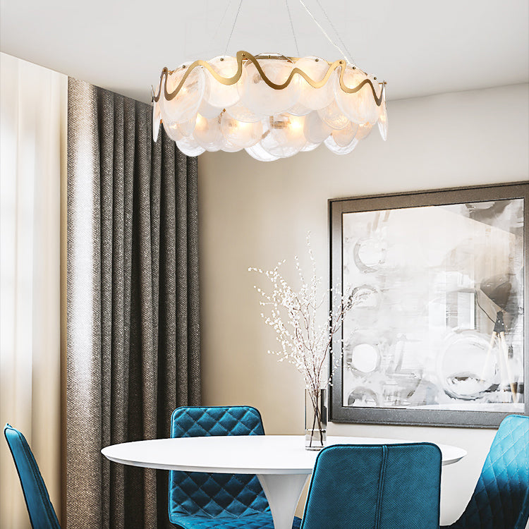 Minimal Style Chandelier Light Fixture Round Shape Glass Hanging Light