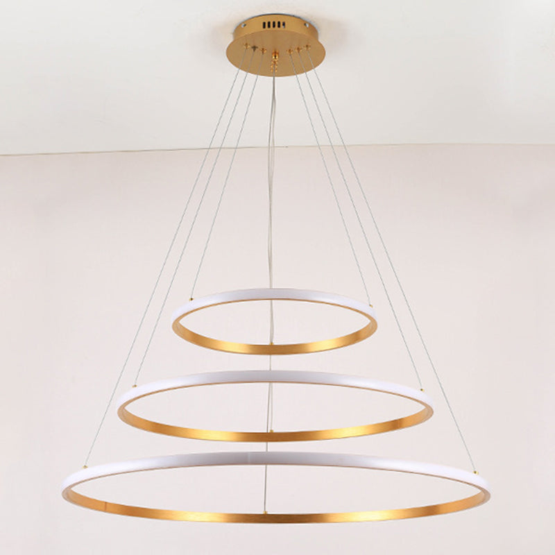 3-Tier Minimalism Chandelier Lighting Fixtures Metal LED Hanging Chandelier