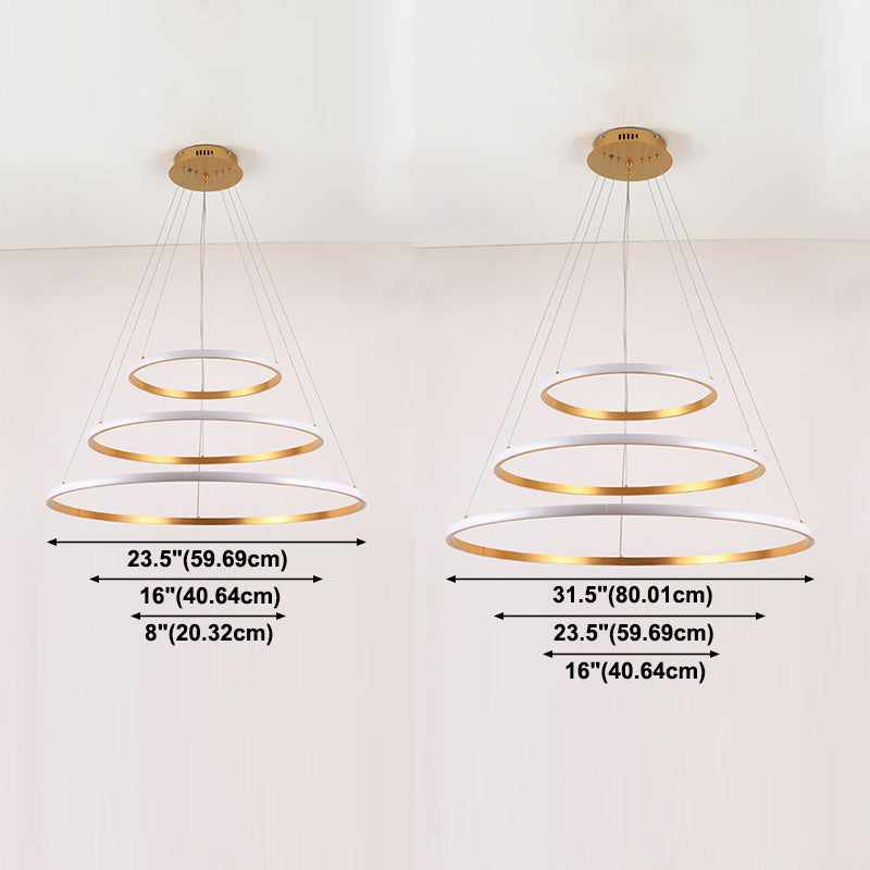 Fissaggio del lampadario minimalismo a 3 livelli lampadario a LED in metallo