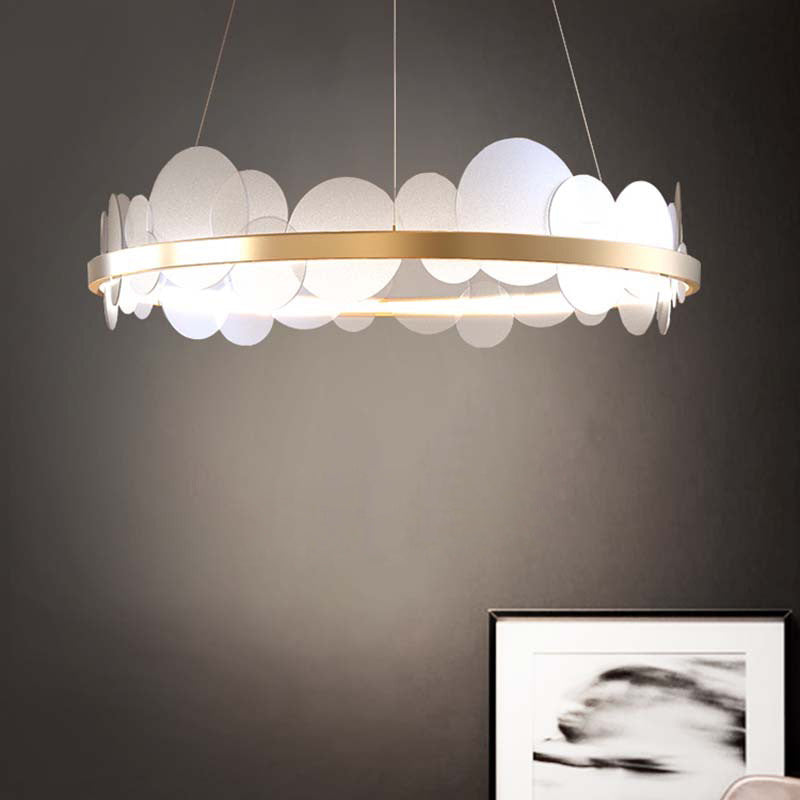 1-Light Suspension Light Modern Style Ring Shape Metal Acrylic Chandelier Light Fixtures