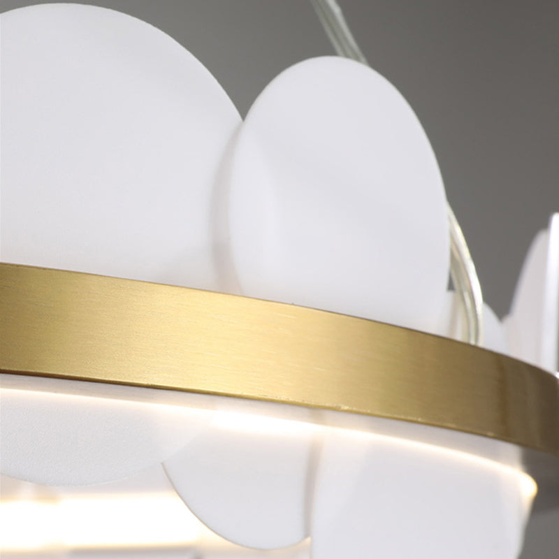 1-Light Suspension Light Modern Style Ring Shape Metal Acrylic Chandelier Light Fixtures