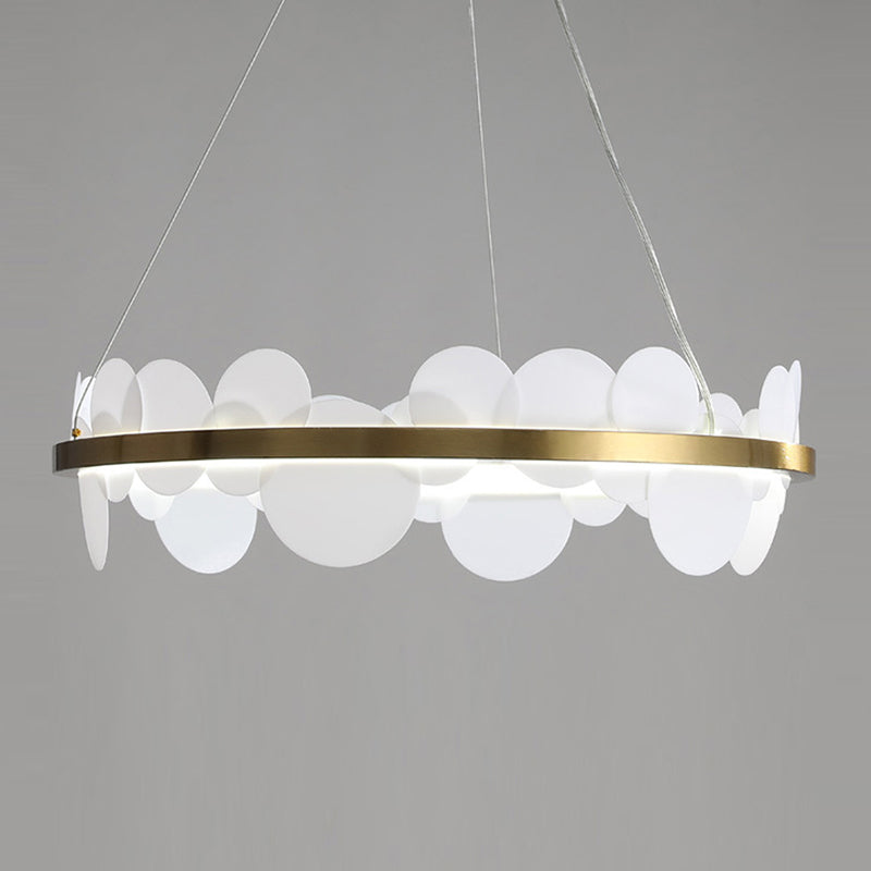 1-Light Suspension Light Modern Style Ring Shape Metal Acrylic Chandelier Light Fixtures