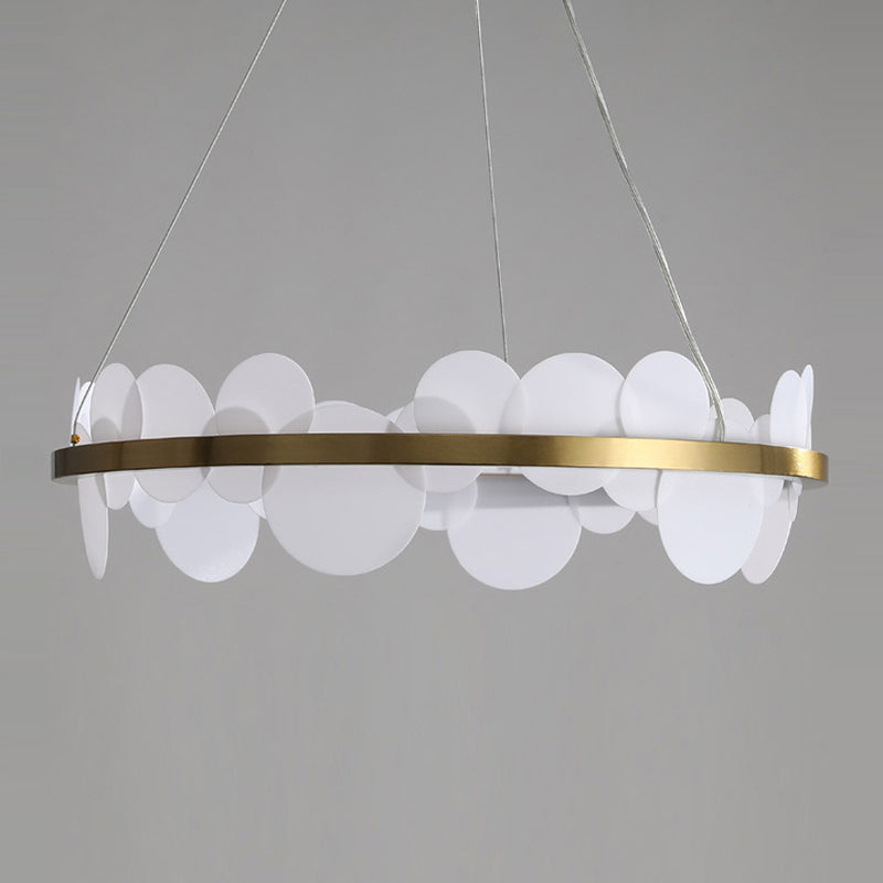 1-Light Suspension Light Modern Style Ring Shape Metal Acrylic Chandelier Light Fixtures