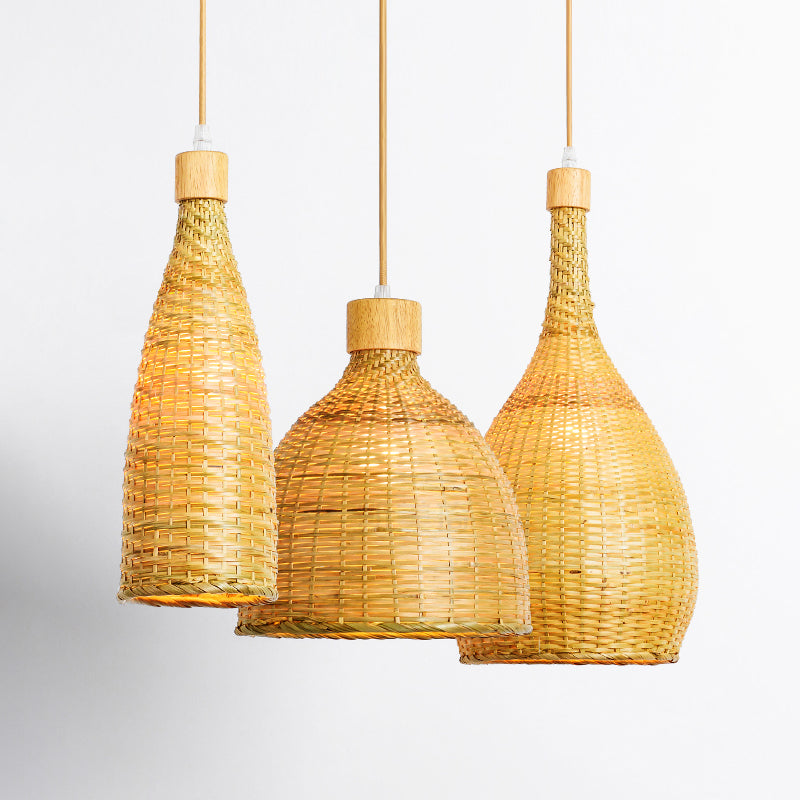 Bamboo Hanging Light Household Pendent Lighting Fixture for Sitting Room