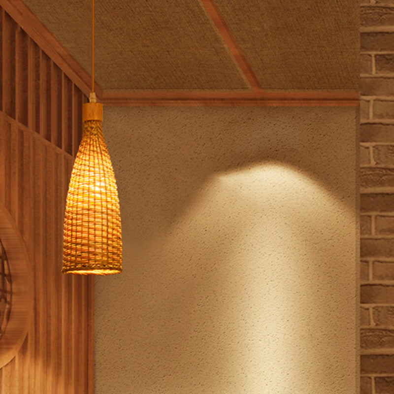 Bamboo Hanging Light Household Pendent Lighting Fixture for Sitting Room