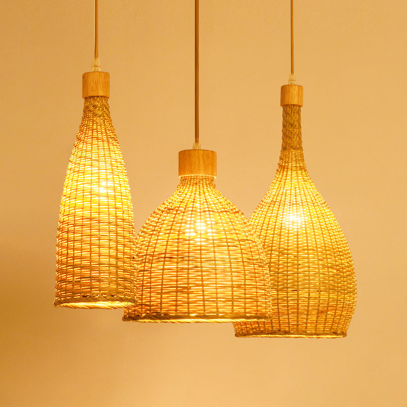 Bamboo Hanging Light Household Pendent Lighting Fixture for Sitting Room